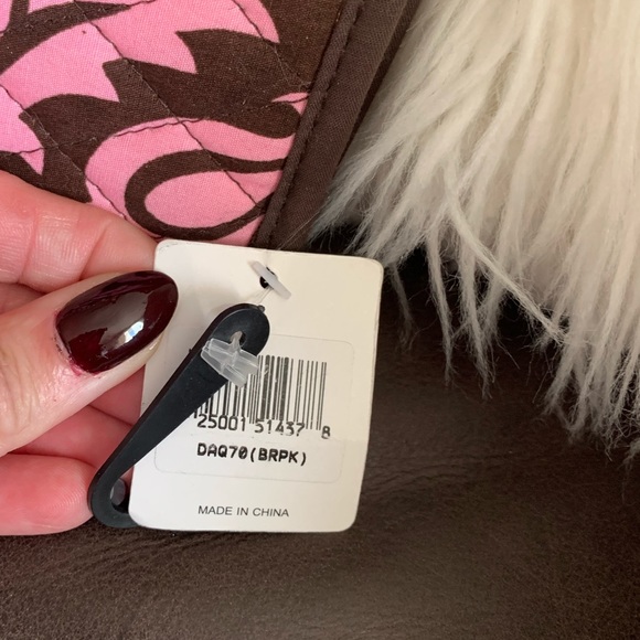 Belvah Pink/Brown Quilted Cotton Damask Wallet - Picture 6 of 6